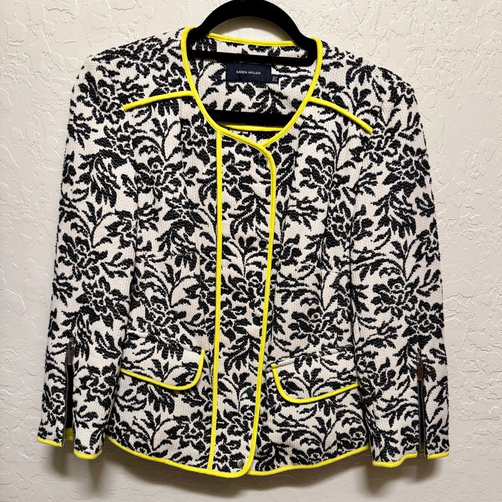 Karen Millen Floral Jacquard Cotton Jacket 8
